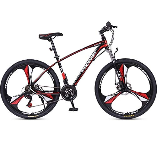 Mountain Bike : Mountain Bike for Adult, 27.5 Inch 3-Spoke Wheels Shock Absorption Mountain Bicycle, Aluminum Alloy Frame, 24 Speed Double Disc Brake, Red