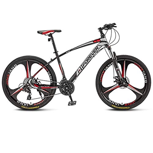 Mountain Bike : Mountain Bike for Adult, Shock Absorption Mountain Bicycle, 26 Inches 3-Spoke Wheels, Double Disc Brake, Front Fork, Off-Road Bikes, B, 24 speed