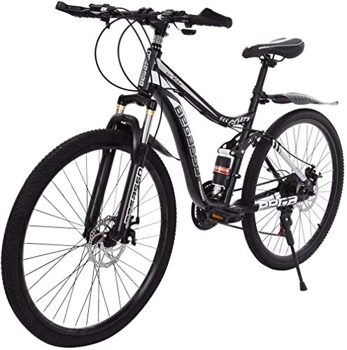 Mountain Bike : Mountain Bike MTB Bicycle Full Suspension Double Suspension 26In-Carbon Steel 21-Speed 26-Inch Wheels-Black and White