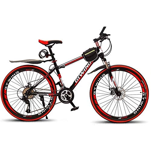 Mountain Bike : Mountain Bike, Road Bicycle, Hard Tail Bike, Bicycle, 26 Inch Bike, Adult Student Bike, Double Disc Brake Bicycle, Red, 26 inches