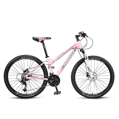 Mountain Bike : Mountain Bike Youth Adult Mens Womens Bicycle MTB Mountain Bike, Unisex 26 Inch Bicycles, Lightweight Aluminium Alloy Fream Double Disc Brake And Front Suspension, 27 Speed Mountain Bike for Women Men Ad
