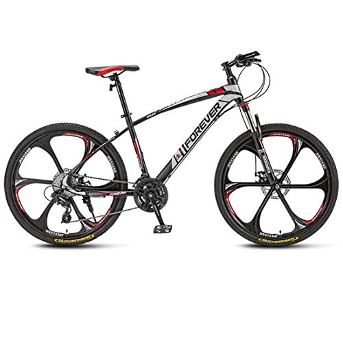 Mountain Bike : Mountain Bikes, 24 Inch 6-Spoke / 10-Spoke Wheels, Double Disc Brake, Front Fork Shock-Absorbing Anti-Slip, Lightweight High Carbon Steel Frame, B, 21 speed