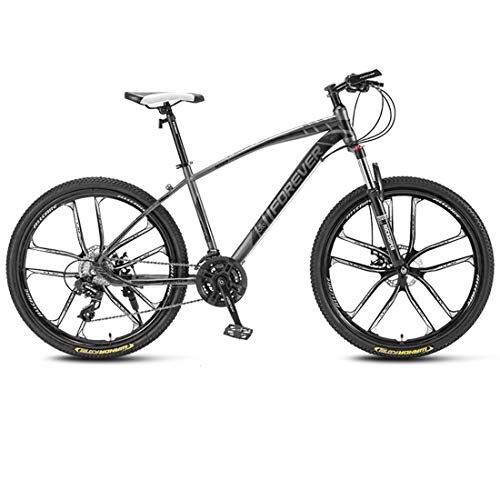 Mountain Bike : Mountain Bikes 26 Inch Wheels, Off-Road Bicycle, High-Carbon Steel Frame, Shock-Absorbing Front Fork, Double Disc Brake, Road Bicycles, B, 21 speed