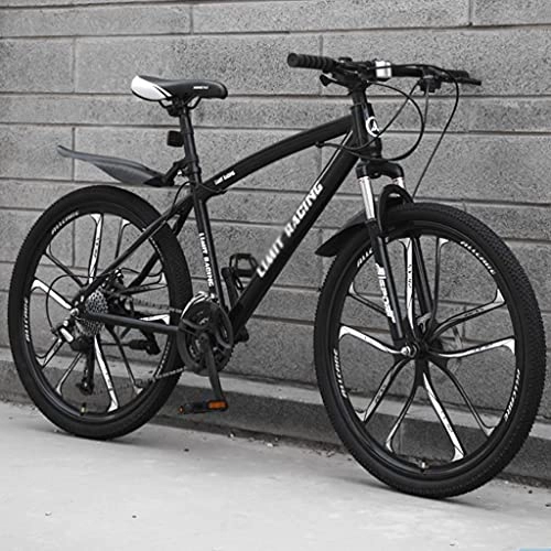 Mountain Bike : Mountain Bikes For Men And Women, 26Inch Wheels, 21 / 24 / 27 Speeds, High Carbon Steel Frame, Multiple Colors(Size:21speed, Color:black)