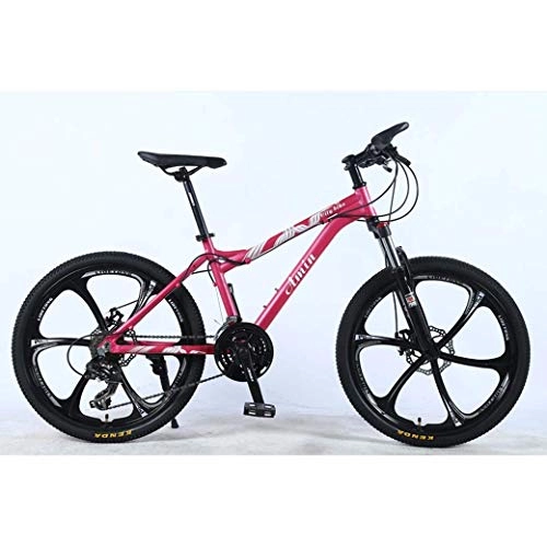 Mountain Bike : MOZUSA 24 Inch 24Speed Mountain Bike for Adult, Lightweight Aluminum Alloy Full Frame, Wheel Front Suspension Female OffRoad Student Shifting Adult Bicycle, Disc Brake (Color : Pink, Size : B)