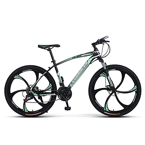 Mountain Bike : MQJ 26 inch Adult Mountain Bike Steel Frame Bicycle Front Suspension Mountain Bicycle for a Path, Trail &Amp; Mountains / Green / 21 Speed