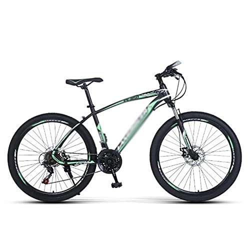 Mountain Bike : MQJ Adult Mountain Bike, 26-Inch Wheels, Carbon Steel Frame, Double Disc Brakes, Lockable Suspension, Multiple Colors / Green / 21 Speed