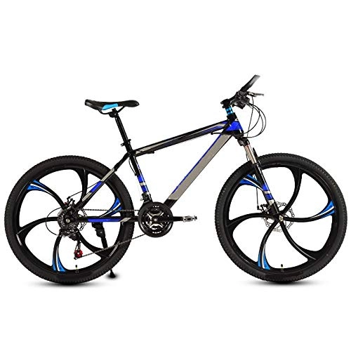 Mountain Bike : ndegdgswg Mountain Bikes, Men's and Women's Lightweight Bicycles Variable Speed and Shock Absorption Off Road Racing 24 inches27 speed Six Knife One Wheel Ultimate Edition-Black Blue