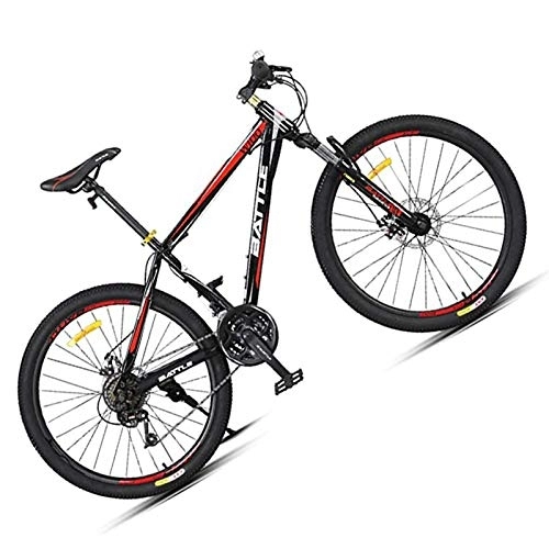 Mountain Bike : NENGGE 26 Inch Mountain Trail Bike for Adults Men Women, 24-Speed Anti-Slip Hardtail Mountain Bikes with Front Suspension, High-carbon Steel Dual Disc Brake Mountain Bicycle, Black Red