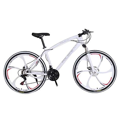 Mountain Bike : New python Shaped Mountain Bike 26 Inch Six Knife 21 Speed Carbon Steel Frame One Wheel Dual Disc Brake Carbon Steel Bike-White