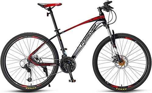 Mountain Bike : No Branded Forever Adult MTB Mountain Bike, Hardtail Bicycle with Adjustable Seat, YE880, 26 inch, 27 Speed, Aluminum Alloy Frame, Black-Red Standard