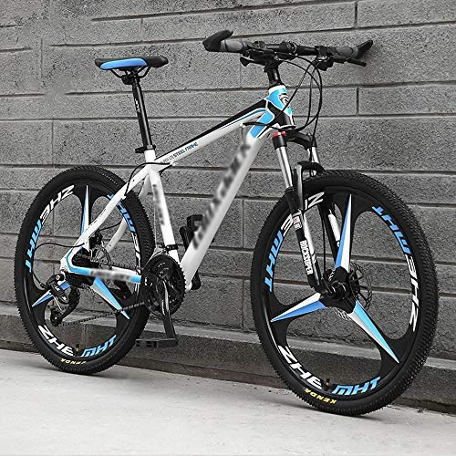 Mountain Bike : Nologo Blue White Knight 26 Inch Cross-country Mountain Bike, High-carbon Steel Hardtail Mountain Bike, Mountain Bicycle With Front Suspension Adjustable Seat (Color : 21 speed)
