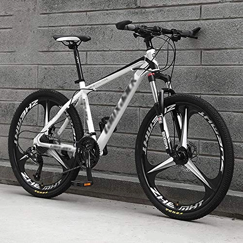 Mountain Bike : Nologo White 26 Inch Cross-country Mountain Bike, High-carbon Steel Hardtail Mountain Bike, Mountain Bicycle With Front Suspension Adjustable Seat (Color : 24 speed)