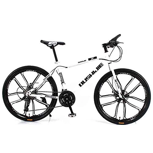 Mountain Bike : One-Wheel Mountain Bike, 26-Inch Male And Female Shock-Absorbing Variable-Speed Student Bikes, 21 / 24 / 27 / 30-Speed Couple Mountain Bicycle, MTB, White, 30 speed