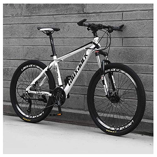 Mountain Bike : Outdoor sports 26" Adult Mountain Bike, 27-Speed Drivetrain Front Suspension Variable Speed High-Carbon Steel Mountain Bike, White