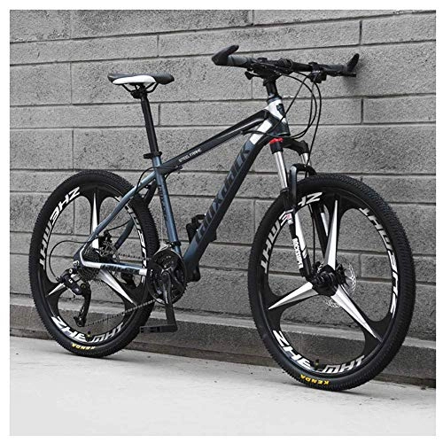Mountain Bike : Outdoor sports 26" Front Suspension Folding Mountain Bike 30-Speeds Bicycle Men Or Women MTB High-Carbon Steel Frame with Dual Oil Brakes, Gray