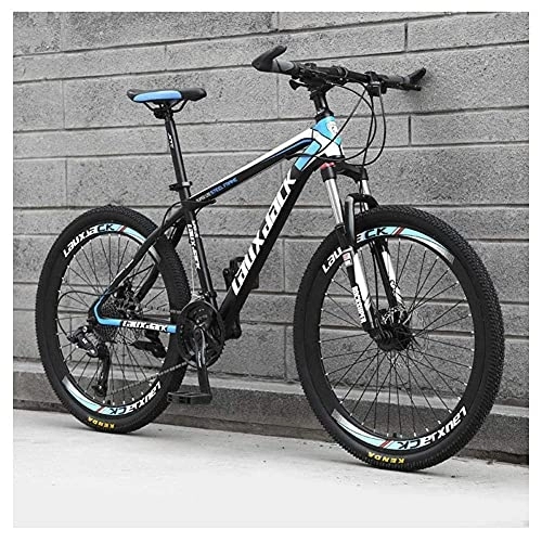 Mountain Bike : Outdoor sports 26 Inch Mountain Bike, HighCarbon Steel Frame, Double Disc Brake And Suspensions, 27 Speeds, Unisex, Black