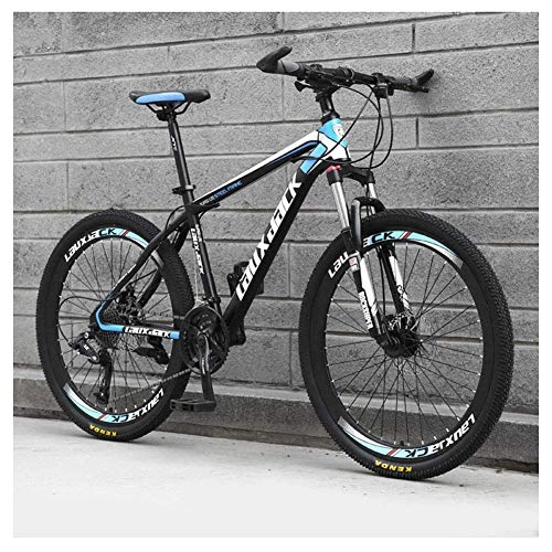 Mountain Bike : Outdoor sports Mountain Bike 24 Speed 26 Inch Double Disc Brake Front Suspension High-Carbon Steel Bikes, Black