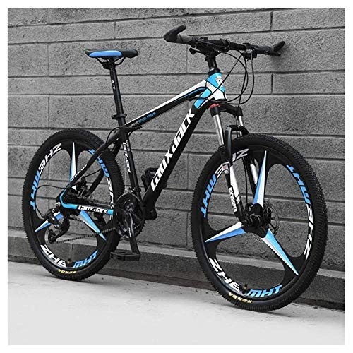 Mountain Bike : Outdoor sports Mountain Bike 26 Inches, 3 Spoke Wheels with Dual Disc Brakes, Front Suspension Folding Bike 27 Speed MTB Bicycle, Black