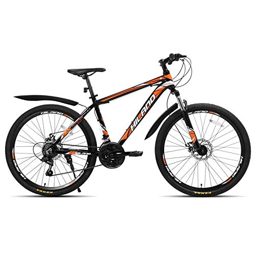 Mountain Bike : peipei 18 / 21 / 27 speed mountain bike bicycle 26 inch steel or aluminum frame red and black mountain bikes to choose from-orange spoke wheel_21 speed_United States