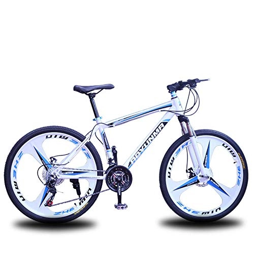 Mountain Bike : peipei 21 / 24 / 27 Speeds Mountain Bike Bicycle 24 Inch Wear-resistant Tires Dual Disc Brakes Shock Absorbing Off-road Bikes Adult Student-White blue 21 speed_France