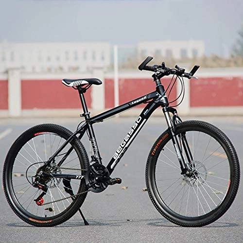 Mountain Bike : peipei 24 / 26 inch adult aluminum alloy mountain bike road bike men's racing front and rear mechanical disc brake riding-Black Gray Spoke_24 Inch (145-175cm)