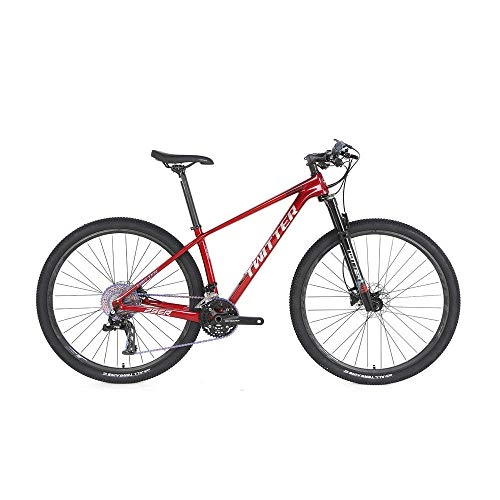 Mountain Bike : peipei 24 / 36 speed 27.5 / 29 off-road shock-absorbing mountain bike. Carbon fiber bicycle mountain bike carbon fiber bicycle-Red and white_27.5 x 17