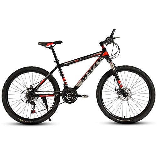 Mountain Bike : peipei 26 Inch Mountain Bike 27 / 30 Speed Steel Frame Bicycle Front And Rear Mechanical Disc Brake-Black and red C_30