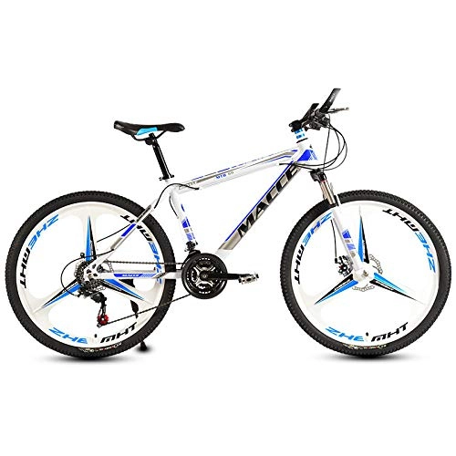 Mountain Bike : peipei 26 Inch Mountain Bike 27 / 30 Speed Steel Frame Bicycle Front And Rear Mechanical Disc Brake-White and blue S_30
