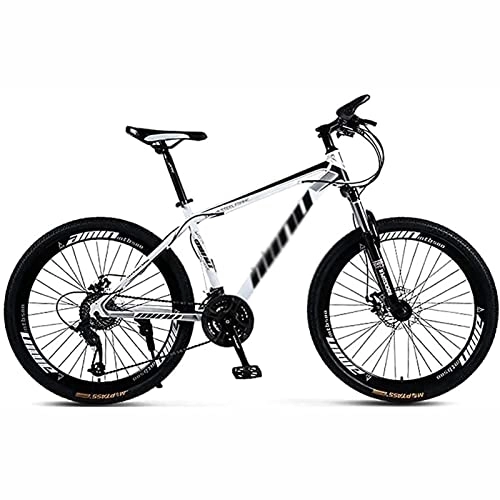 Mountain Bike : PhuNkz 21 / 24 / 27 Speed Adult Men's Mountain Bike 26" Wheel, High Carbon Steel Bicycle, Vari Speed Mountain Bike / White / 24 Speed