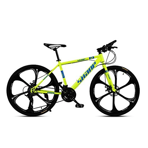 Mountain Bike : Pool Mountain Bike Bicycle 26 Inch Double Disc Brake One Wheel Off-Road Speed Shift Male And Female Student Bicycle (six knife yellow), 21 speed