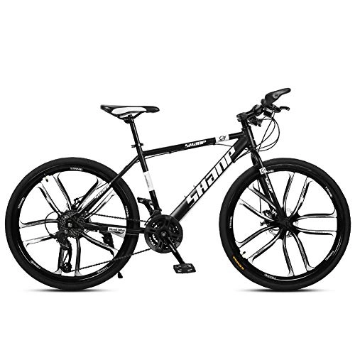 Mountain Bike : Pool Mountain Bike Bicycle 26 Inch Double Disc Brake One Wheel Off-Road Speed Shift Male And Female Student Bicycle (ten knife black), 21 speed