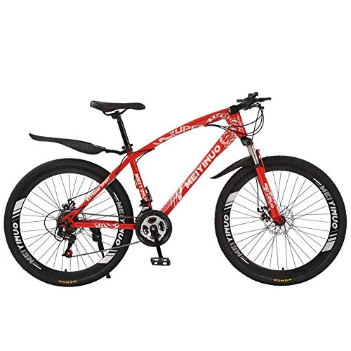 Mountain Bike : Pool Mountain bike shock absorber bike 26 inch disc brake 21 speed student car adult bicycle mountain bike (40 knife red)