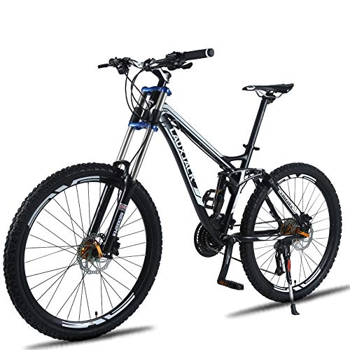 Mountain Bike : Pool Off-Road Aluminum Alloy Variable Speed Bicycle Soft Tail Car 24 / 27 Speed Down Mountain Bike Double Oil Disc Brake Shock Absorber Bicycle (Black), 27 speed top