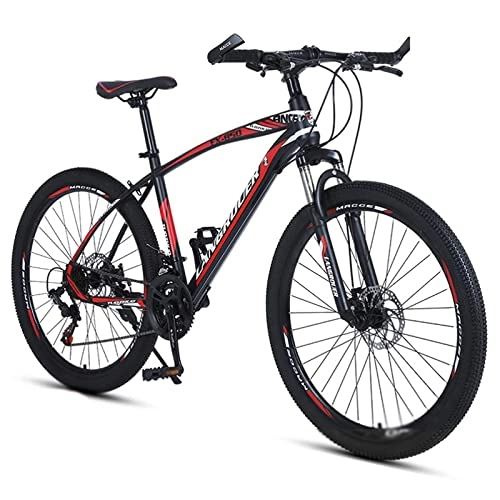 Mountain Bike : Professional Racing Bike, 26 inch Mountain Bike 21 Speed High-Tensile Carbon Steel Frame MTB with Dual Disc Brake Suitable for Men and Women Cycling Enthusiasts / Red / 27 Speed