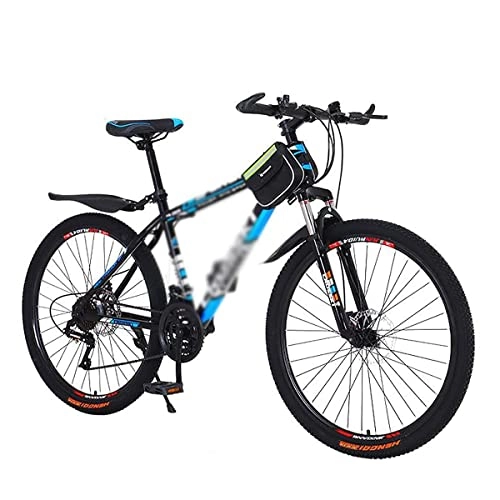 Mountain Bike : Professional Racing Bike, 26 inch Mountain Bike Carbon Steel Frame 21 / 24 / 27 Speeds with Dual Disc Brake and Dual Suspension / Blue / 24 Speed (Color : Blue, Size : 24 Speed)