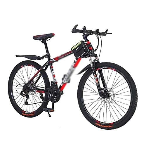 Mountain Bike : Professional Racing Bike, 26 inch Mountain Bike Carbon Steel Frame 21 / 24 / 27 Speeds with Dual Disc Brake and Dual Suspension / Blue / 24 Speed (Color : Red, Size : 27 Speed)