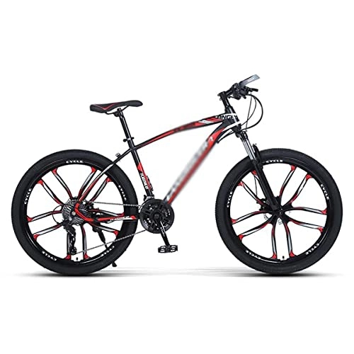 Mountain Bike : Professional Racing Bike, 26 inch Mountain Bike for Male and Female Urban Commuter City with Carbon Steel Frame 21 / 24 / 27-Speed Dual Disc Brake / Blue / 24 Speed (Color : Red, Size : 24 Speed)