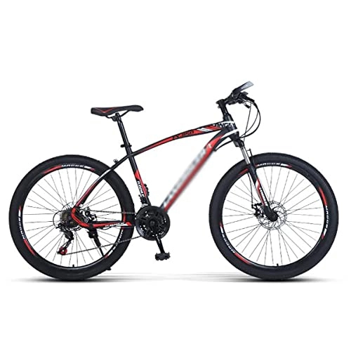 Mountain Bike : Professional Racing Bike, Mens Mountain Bike 26" Wheel 21 / 24 / 27-Speed High-Carbon Steel Frame with Double Disc Brake and Lockable Suspension / White / 21 Speed (Color : Red, Size : 24 Speed)