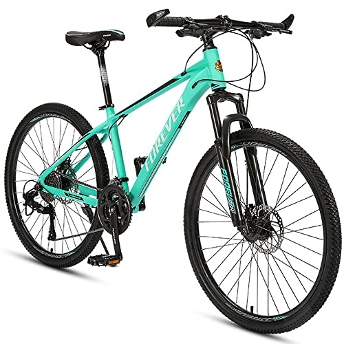 Mountain Bike : PY 26-Inch Mountain Bike, 27 Speed Mountain Bicycle with Alumiframe and Double Disc Brake, Front Suspension Anti-Slip Shock-Absorbing Men and Women's Outdoor Cycling Road Bike / Green / 26Inch 27Speed