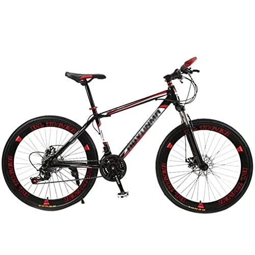 Mountain Bike : QCLU 26 Inch Bike Carbon-rich Strong Strong Steel, Suitable From Front and Rear Disc Brakes, Full Suspension, Boys-men Bike, With Front And Rear Fenders (Color : Red)