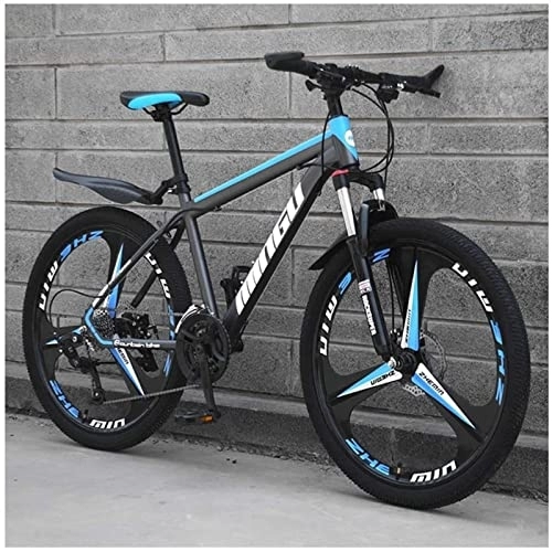 Mountain Bike : QCLU 26 Inch Mountain Bike, Disc Brakes Hardtail MTB, Trekking Bike Men Bike Girls Bike, Full Suspension Mountain Bike, 21 Speed, 3 Spoke (Color : Blue, Size : 21-Speed)