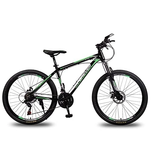 Mountain Bike : QCLU 26 inch Mountain Bike Fully Hitter Men' s And Women' s Full Suspension 21- Speed Chain Shift Mountain Bike with Rock Shox Fork (Color : Green)