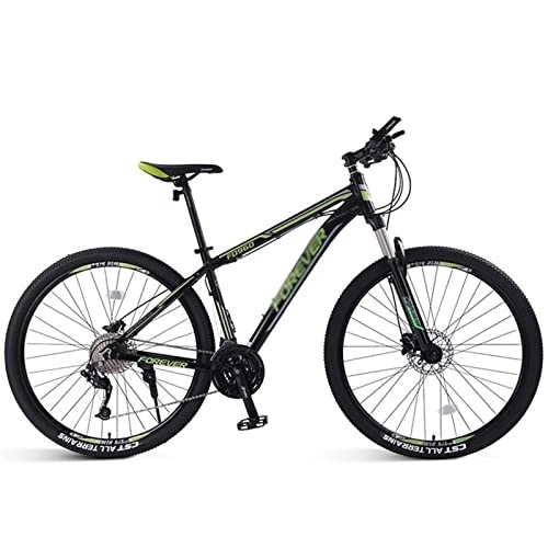 Mountain Bike : QCLU Adult Mountain Bikes, 33 Speed Rigid Mountain Bike with Double Disc Brake Aluminum Frame with Front Suspension Road Bike for Men, 26 inch (Color : Green, Size : 26 inch)