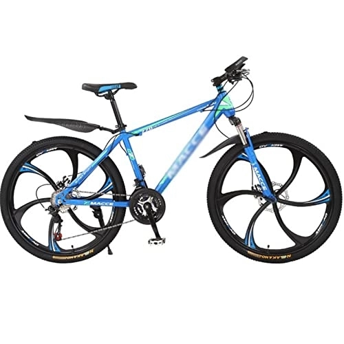 Mountain Bike : QCLU Carbon-rich Steel Strong 26 Inch Mountain Bike Fully, Suitable from 160 Cm-180cm, Disc Brakes Front and Rear, Full Suspension, Boys-men Bike, With Front and Rear Fender (Color : Blue)