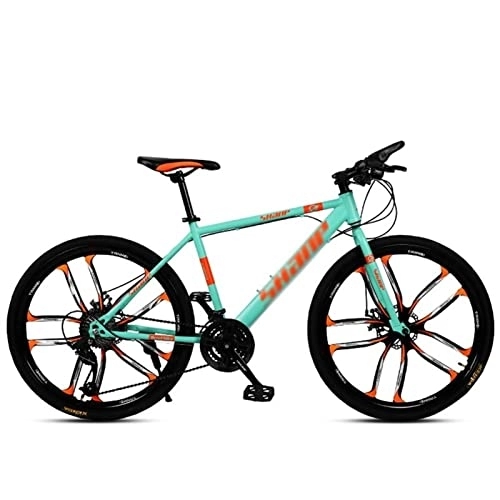 Mountain Bike : QCLU Mountain Bike, 24 / 26 Inch Disc Brakes Hardtail MTB, for Men and Women MTB Bike with Adjustable Seat, Double Disc Brake, 10 Wheel Cutters (Color : Green, Size : 21-Speed)