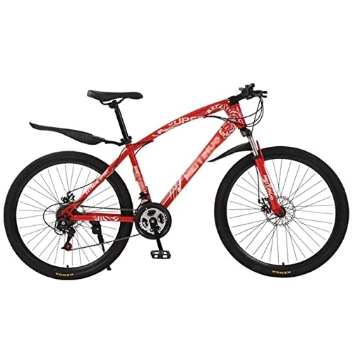 Mountain Bike : QCLU Mountain Bikes Youth Bike 26 Inch 21 Gear Bicycles, Disc Brake, Suspension Fork Bicycle Adult Full Suspension MTB Gearshift Dual Disc Brakes (Color : Red)