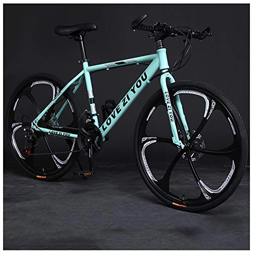 Mountain Bike : QIMENG 24 Inch Mountain Bikes Hardtail Mountain Bikes 21 / 24 / 27 / 30 Speed All Terrain Mens Women Carbon Steel Bicycle Adjustable Seat Suitable for Height 135-170Cm, 6Cutter Green, 21 speed