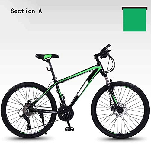 Mountain Bike : Qinmo Adults Mountain Bike, Heavy-Duty Shock-Absorbing Front Fork 26 inch Ultra Light Speed Bicycle Aluminum Alloy Frame 24 / 27 / 30 Speed Double Disc (Color : Green)