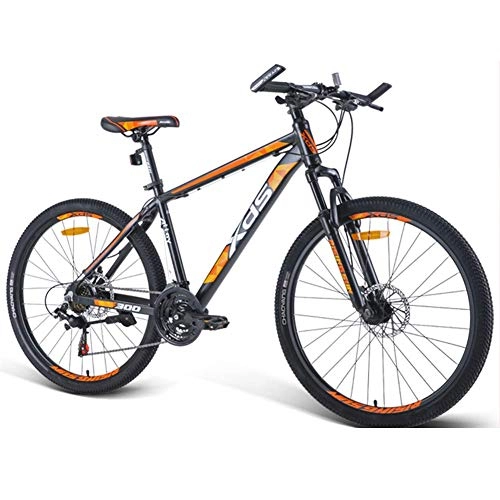 Mountain Bike : Qj Mountain Bikes 26 Inch, Aluminum 21 Speed Mountain Bike with Dual Disc Brake, Adult Alpine Bicycle, Anti-Slip Bikes, orange, 17in